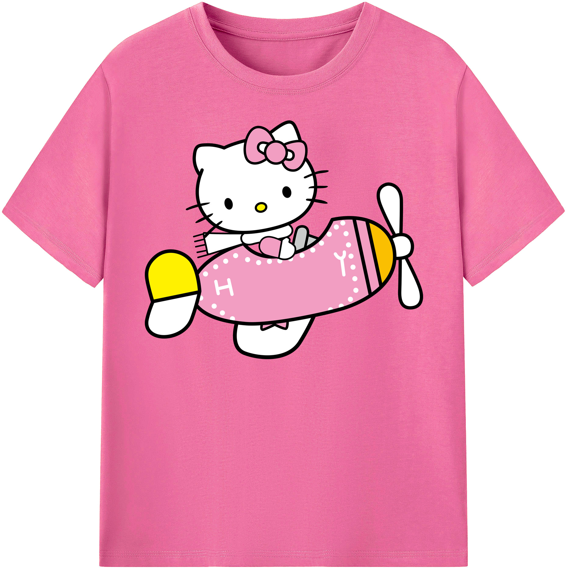 （画像用） Hello Kitty ハローキティ レディースカジュアルプリントTシャツ（綿100％）